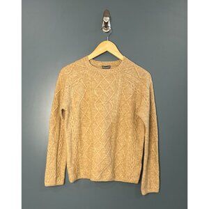 NWT Vince Camuto X-Small Cable Knit Sweater Latte Heather Wool Blend Crewneck